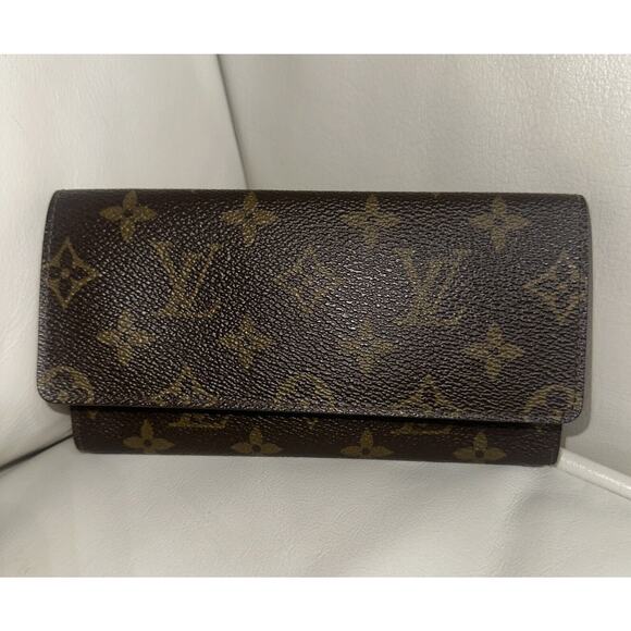 Authentic LOUIS VUITTON Brown Monogram Porte Tresor Sarah Flap Vintage Wallet - Picture 1 of 9